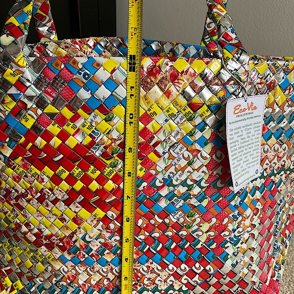 Eco Vie Environmentally Friendly Philippines Recycled Multicolor Braided Tote - Picture 5 of 8